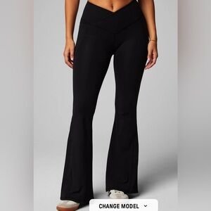 fabletics high-waisted crossover flare leggings black small NWT